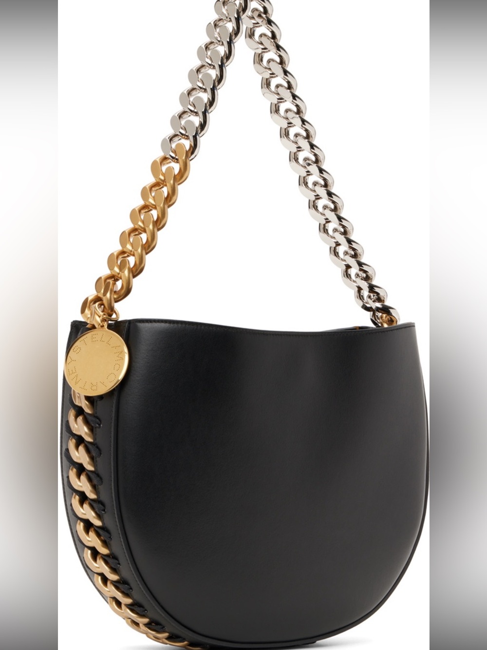 Stella McCartney Medium Frayme Vegan Leather Purse Shoulder Bag Two Tone Chain